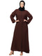 Women Basic Abaya with Long Sleeves and Front Zipper In the Shade of Brown