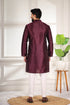 Wine Art Silk Mens Kurta With Payjama - Back View | Samyak Fashion