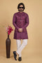 Wine Banarasi Silk Mens Mans - Front View | Samyak Fashion