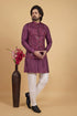 Wine Banarasi Silk Mens Mans - Side View | Samyak Fashion