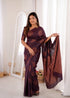 Wine Banarasi Soft Silk Party Wear Saree With Blouse - Back View | Samyak Fashion