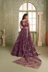 Wine Butterfly Net Lahenga Choli - Back View | Samyak Fashion