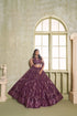 Wine Butterfly Net Lahenga Choli - Detail View | Samyak Fashion