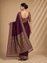 Wine Chiffon Saree With Blouse - Back View | Samyak Fashion
