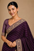 Wine Chiffon Saree With Blouse - Side View | Samyak Fashion