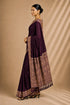 Wine Chiffon Saree With Blouse - Detail View | Samyak Fashion