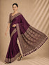 Wine Chiffon Saree With Blouse - Close-up View | Samyak Fashion