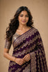 Wine Georgette Saree With Blouse - Side View | Samyak Fashion