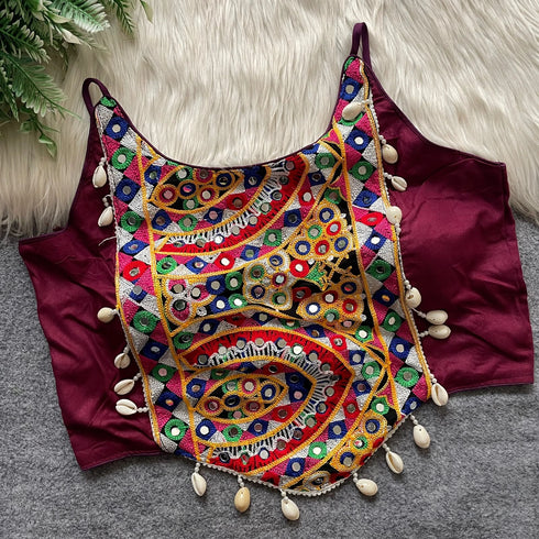 Wine Heavy Soft Cotton Blouse - Front View | Samyak Fashion