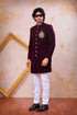 Wine Imported Lachka Fabric Mens Premium Men's Indo Western - Back View | Samyak Fashion