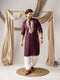 Wine Linen Mens Kurta With Payjama - Front View | Samyak Fashion