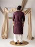 Wine Linen Mens Kurta With Payjama - Back View | Samyak Fashion