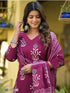 Wine Poly Rayon Salwar Suit - Back View | Samyak Fashion