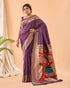 Wine Pure Silk Party Wear Saree With Blouse - Front View | Samyak Fashion