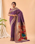 Wine Pure Silk Party Wear Saree With Blouse - Back View | Samyak Fashion