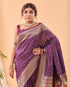 Wine Pure Silk Party Wear Saree With Blouse - Side View | Samyak Fashion