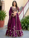 Wine Rangoli Silk Lehenga Choli - Front View | Samyak Fashion