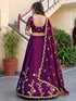 Wine Rangoli Silk Lehenga Choli - Back View | Samyak Fashion