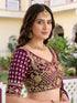 Wine Rangoli Silk Lehenga Choli - Side View | Samyak Fashion