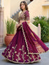 Wine Rangoli Silk Lehenga Choli - Detail View | Samyak Fashion