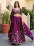 Wine Rangoli Silk Lehenga Choli - Close-up View | Samyak Fashion