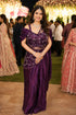 Wine Real Premium Fandy Satin Party Wear Saree With Blouse - Front View | Samyak Fashion
