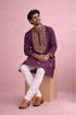 Wine Rolex Silk Mens Kurta With Payjama - Side View | Samyak Fashion