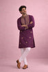 Wine Rolex Silk Mens Kurta With Payjama - Detail View | Samyak Fashion