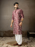 Wine Silk Mens Kurta With Payjama - Detail View | Samyak Fashion
