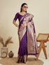 Wine Soft Kanjivaram Silk Traditional Function Wear Soft Kanjivaram Silk Saree Collection With Blouse - Front View | Samyak Fashion