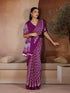 Wine Soft Satin Georgette Elegant Party Wear Saree Collection With Blouse - Back View | Samyak Fashion