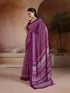 Wine Soft Satin Georgette Elegant Party Wear Saree Collection With Blouse - Side View | Samyak Fashion
