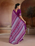 Wine Soft Satin Georgette Elegant Party Wear Saree Collection With Blouse - Detail View | Samyak Fashion