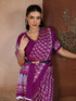 Wine Soft Satin Georgette Elegant Party Wear Saree Collection With Blouse - Close-up View | Samyak Fashion