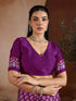 Wine Soft Satin Georgette Elegant Party Wear Saree Collection With Blouse - Full View | Samyak Fashion