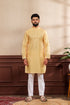 Yellow Art Silk Mens Kurta With Payjama - Front View | Samyak Fashion