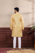 Yellow Art Silk Mens Kurta With Payjama - Back View | Samyak Fashion
