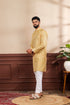 Yellow Art Silk Mens Kurta With Payjama - Detail View | Samyak Fashion