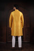 Yellow Art Silk Mens Kurta With Payjama - Back View | Samyak Fashion