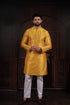 Yellow Art Silk Mens Kurta With Payjama - Close-up View | Samyak Fashion