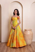 Yellow Chiffon Arty Lehenga Choli - Back View | Samyak Fashion