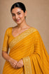 Yellow Chiffon Saree With Blouse - Side View | Samyak Fashion
