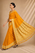 Yellow Chiffon Saree With Blouse - Detail View | Samyak Fashion