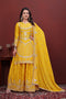 Yellow Chinon Salwar Suit - Front View | Samyak Fashion