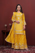Yellow Chinon Salwar Suit - Back View | Samyak Fashion