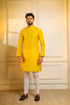 Yellow Cotton Mens Kurta With Payjama - Front View | Samyak Fashion