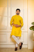 Yellow Cotton Mens Kurta With Payjama - Detail View | Samyak Fashion