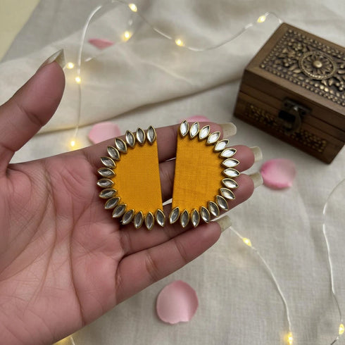Yellow Earrings-imitation - Back View | Samyak Fashion