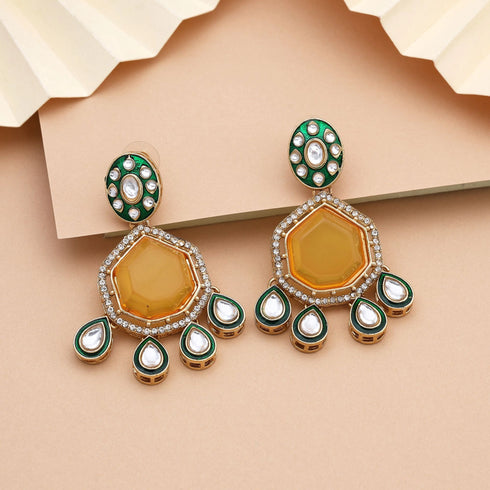 Yellow Earrings - Front View | Samyak Fashion