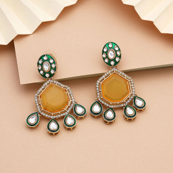 Yellow Earrings - Front View | Samyak Fashion